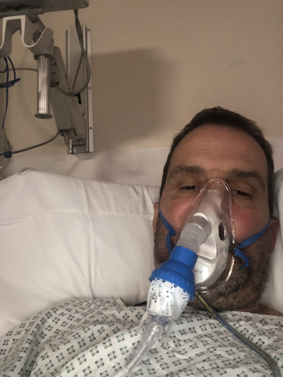 Image: Mark whilst recovering from his operation